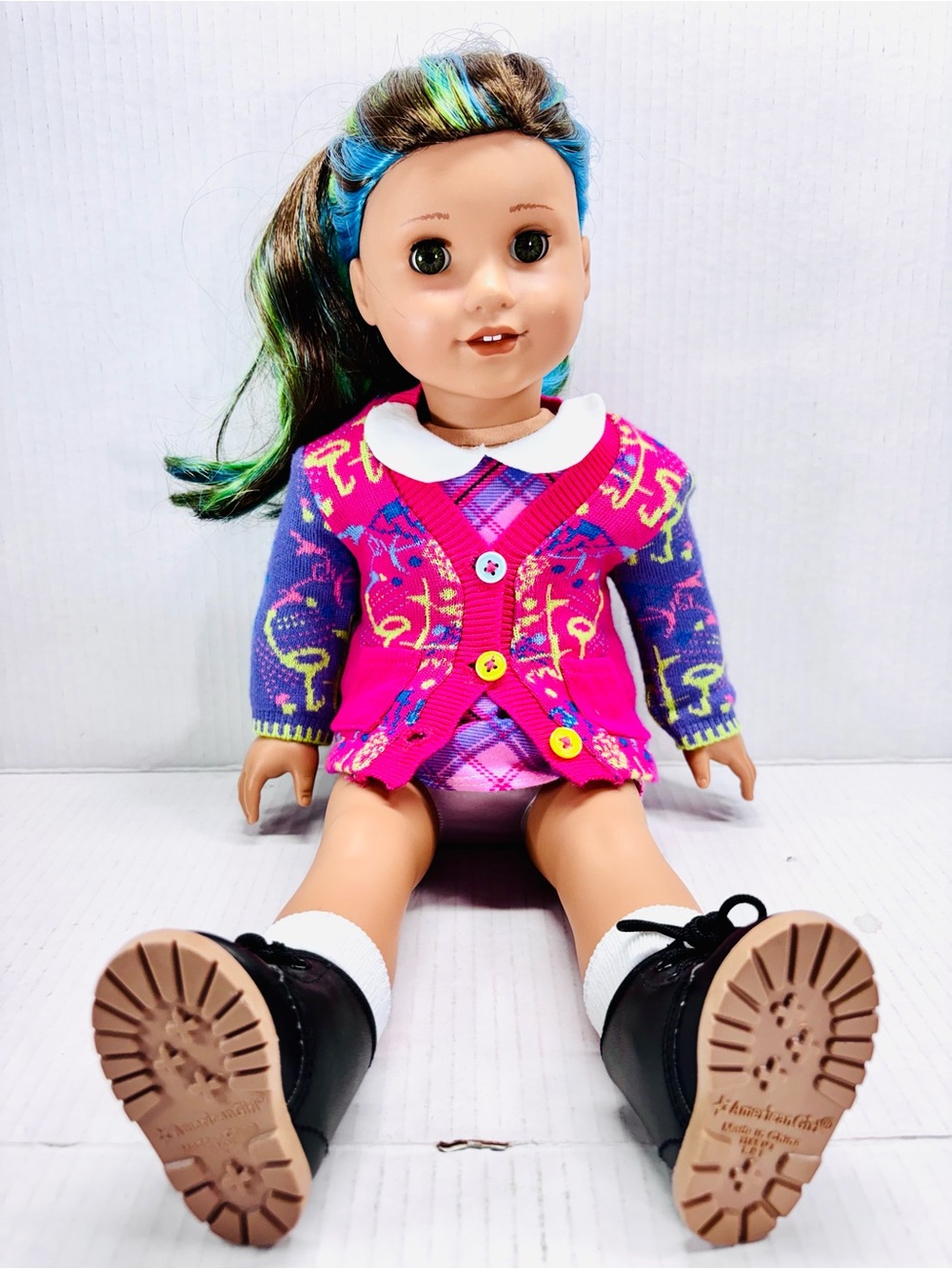 18”American Girl Doll Hazel Eyes Truly Me # 89 Highlight Hair & School Outfit